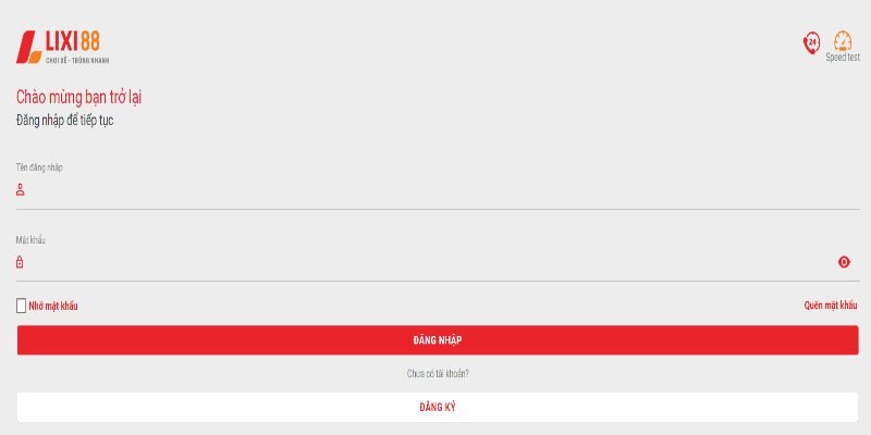 Điền hết thông tin theo yêu cầu để đăng nhập Lixi88